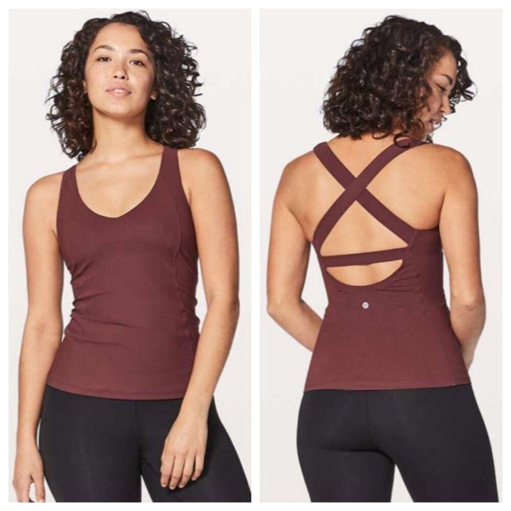 Lululemon Long Breath 2-In-1 Tank‎ Redwood / Auburn